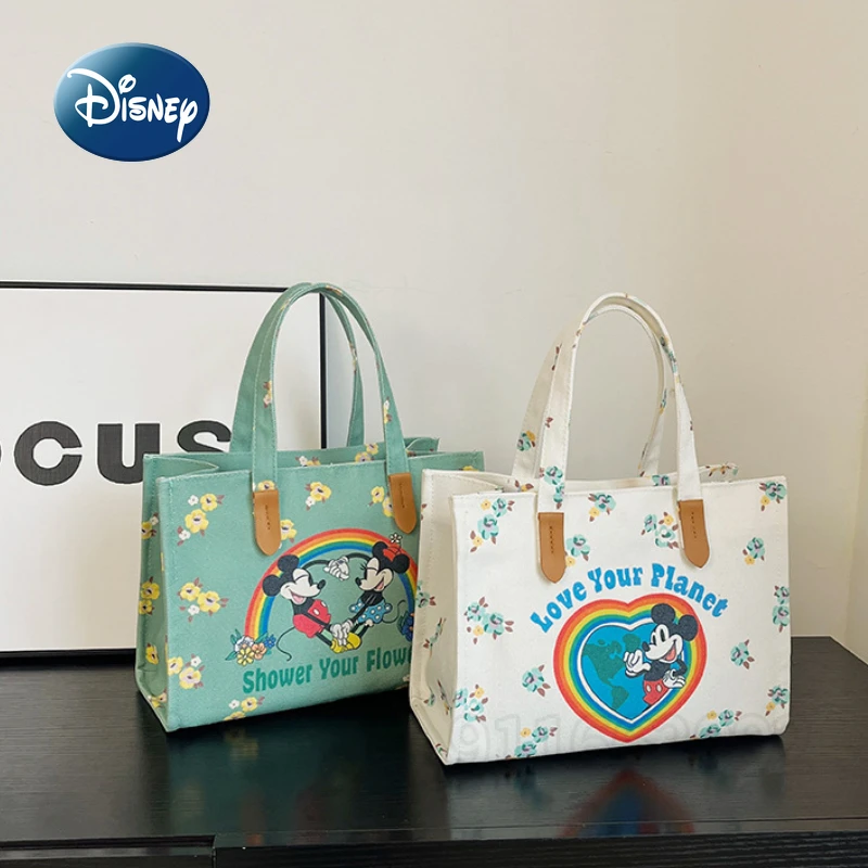 

Disney Mickey New Mini Women's Handbag Cartoon Women's Bag Large Capacity Canvas Bag Fashion Trend Shopping Storage Bag