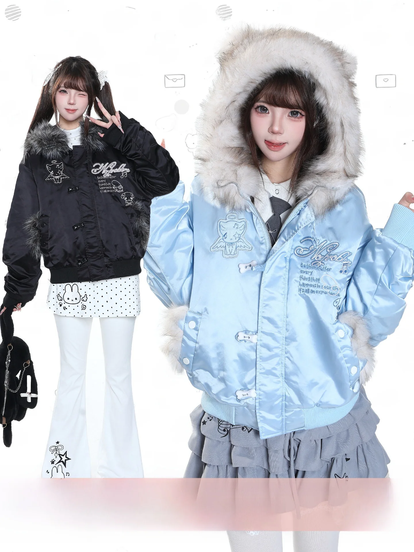 Sweet Casual Style Hooded Embroidered Cotton Jacket Women's Winter Thick Warm Loose Design Sense Cotton Coat Outerwear