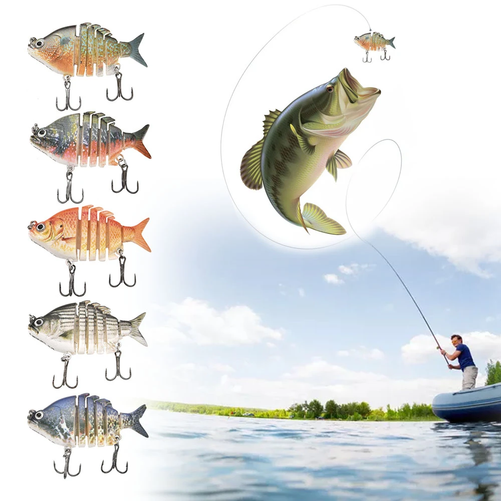 

63mm 9.3g Tilapia Swimbait Hard Fishing Lure with Treble Hooks Multi-Jointed Bass Lure for Freshwater Saltwater