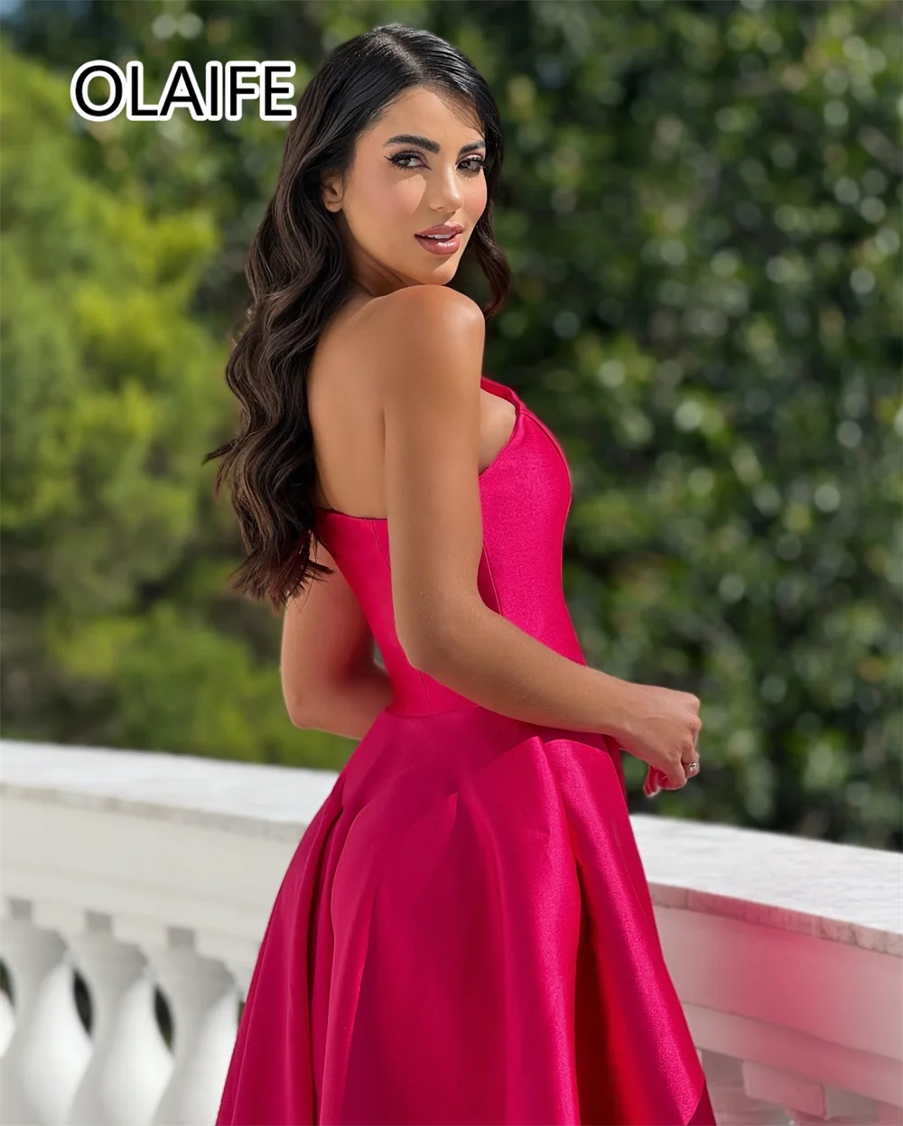 Customized Modest Women's One Shoulder Satin Pleated Evening Party Dress A-line Backelss Court Prom Celebrity Gown