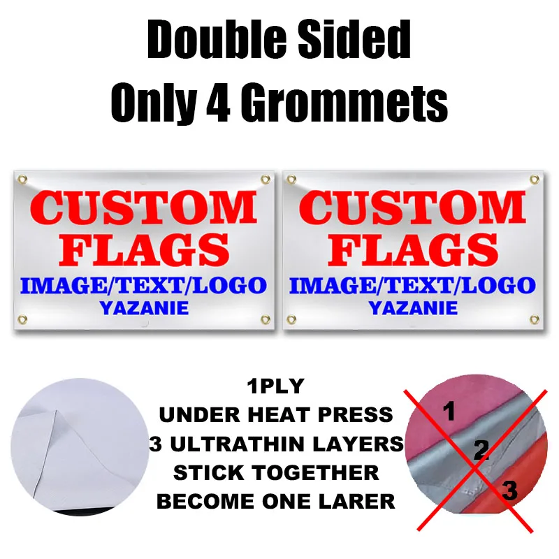 YAZANIE Benutzerdefinierte Flagge 3x5 4x6 5x8 6x10FT Machen Sie Ihre eigene Flagge mit Fototext Logo Bild Einzelne doppelseitige personalisierte Druckflaggen 5