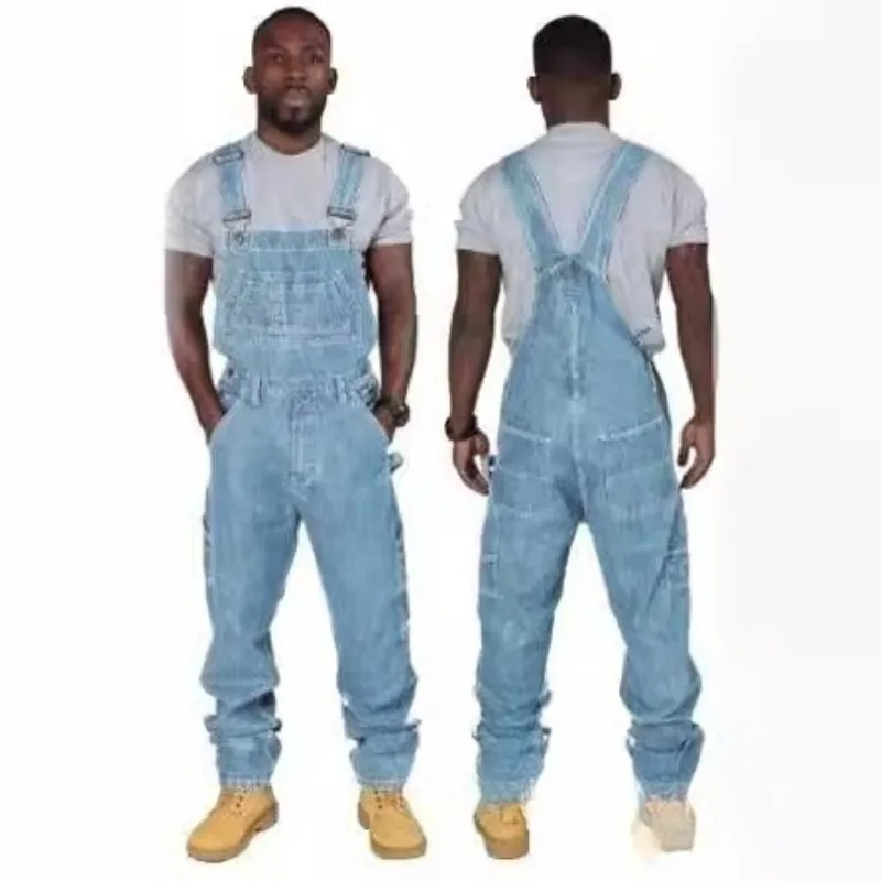

Fashion Men Suspenders Denim Overall Ripped Jeans Long Pants Unique Distressed Design Vintage Street Style