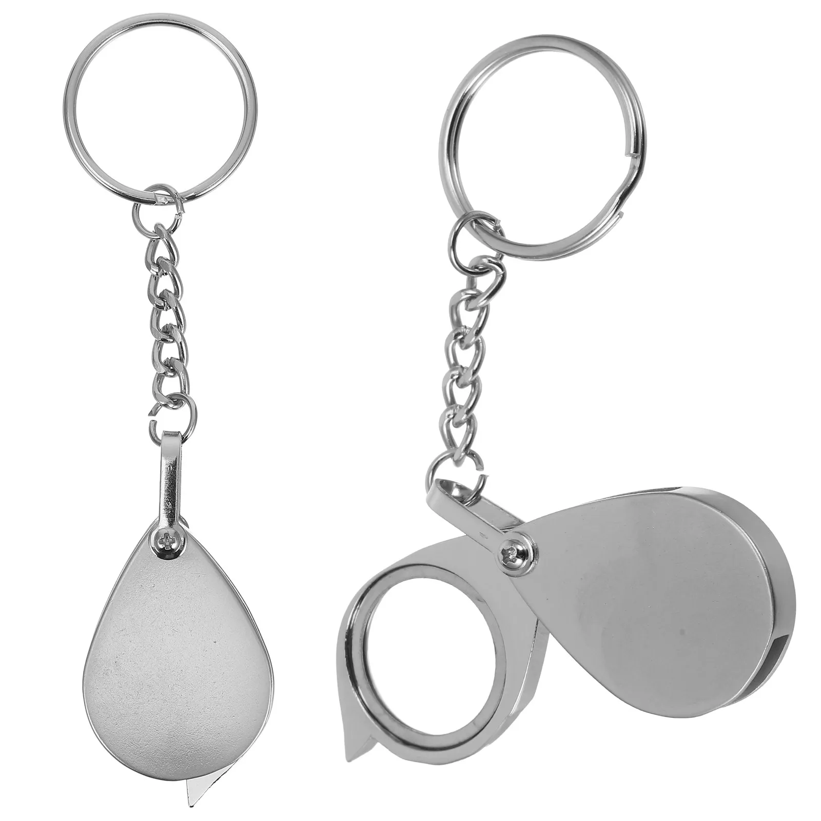 2Pcs Portable Magnifying Glass Mini Key Rings Lightweight Handheld Magnifier for Reading Jewelry Pocket Keychain Magnifier