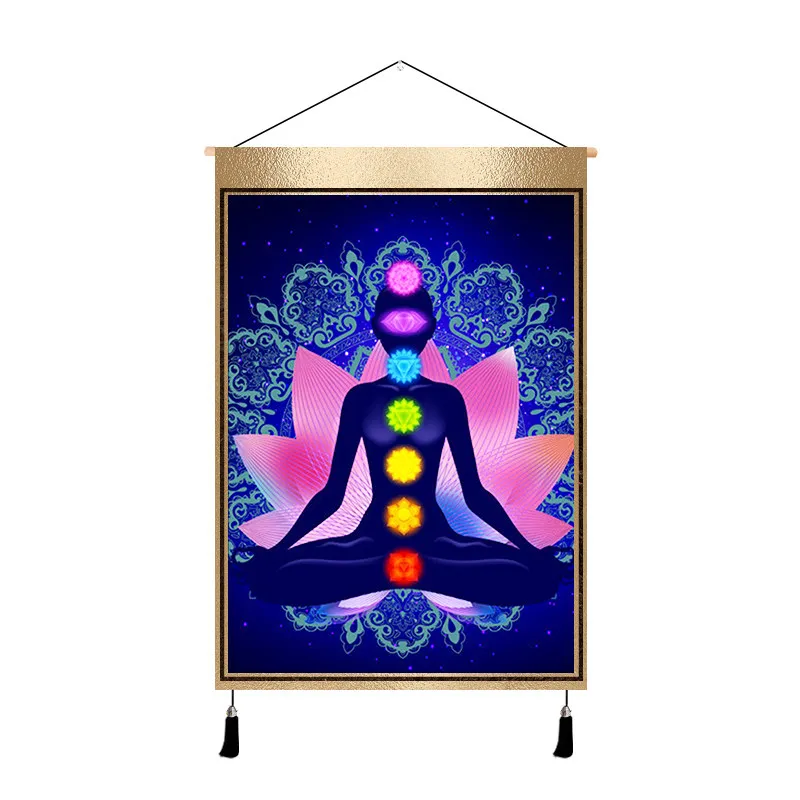 Chakra Tapestry Wall Hanging - Mandala Yoga Meditation Art, Aesthetic Room Decor for Bedroom and Studio, Spiritual Wall Decor