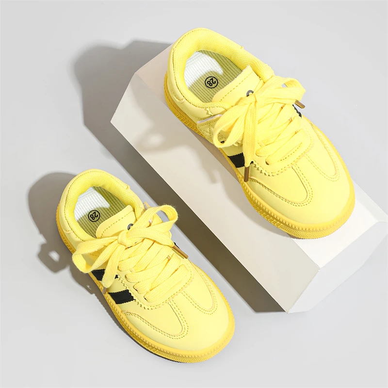 Children\'s Shoes Sneakers Size 27-36 Yellow Breathable Boys Girls Casual Shoes Four Seasons Middle Large Kid De Training Shoes