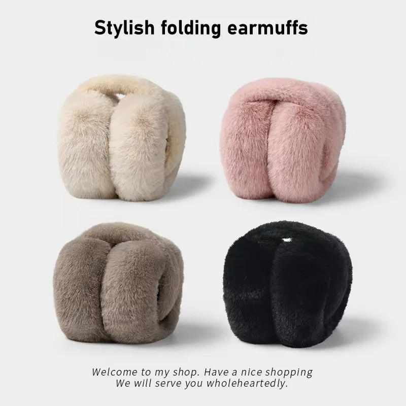 Winter women's Plush Ear Muffs Fashionable Anti-Freeze Easy Storage Ear Protection Soft Comfortable Ear Covers for Cold Weather