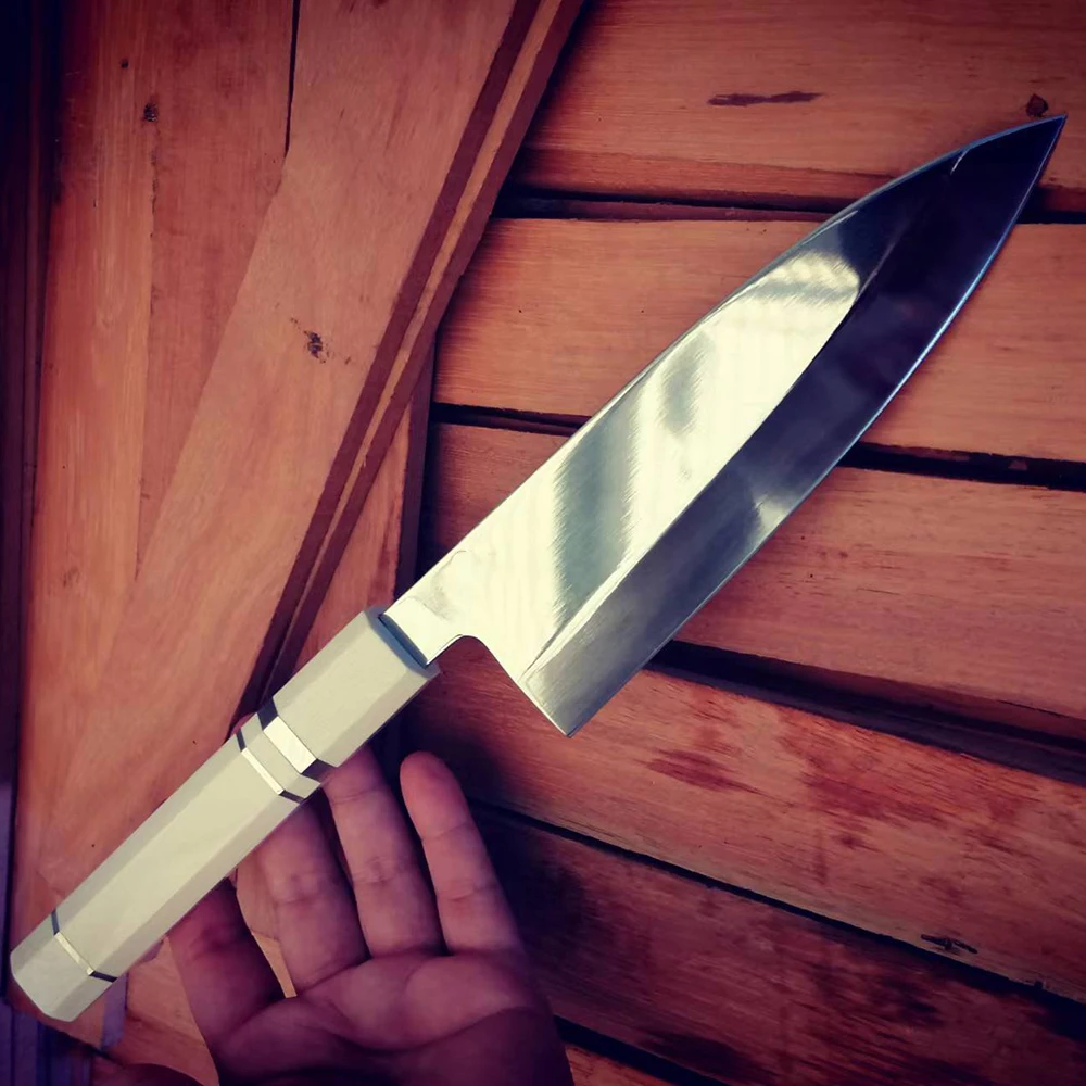 8.3 Inch Deba Knife Single-edged Blade 10Cr15MoV Cleaver Sashimi Slicing Sushi Chopper Fish Head Handmade Forged Kitchen Knives