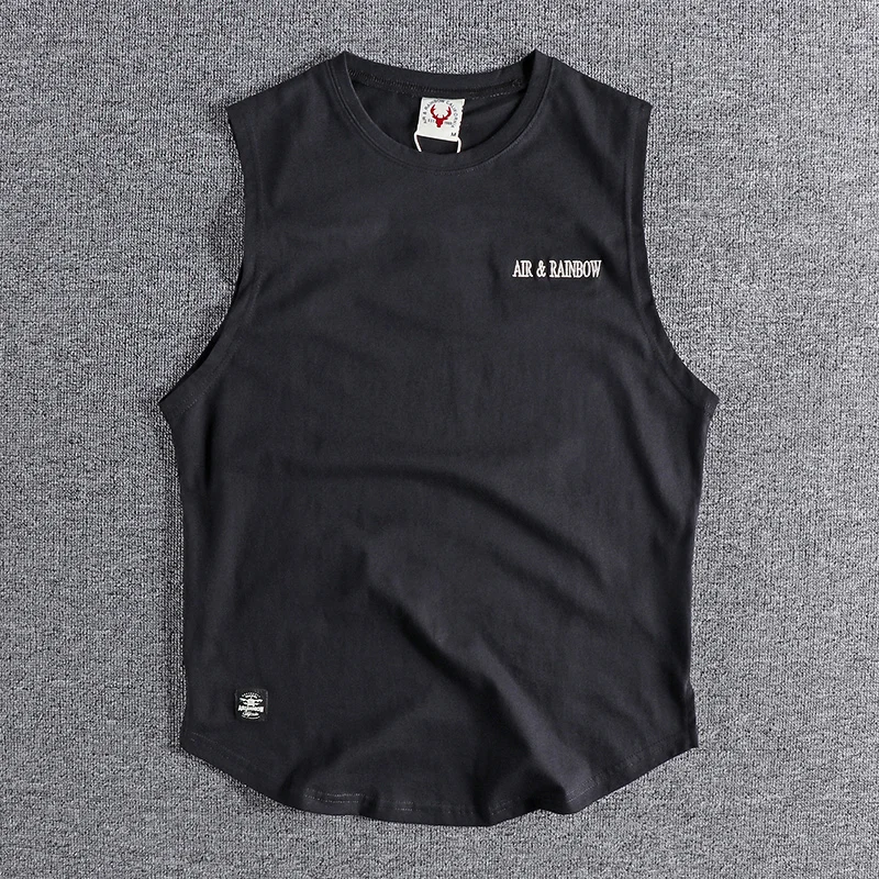 Sleeveless t-shirt men's ins trend n vest men's personality embroidered letters hip-hop baggy vest summer build