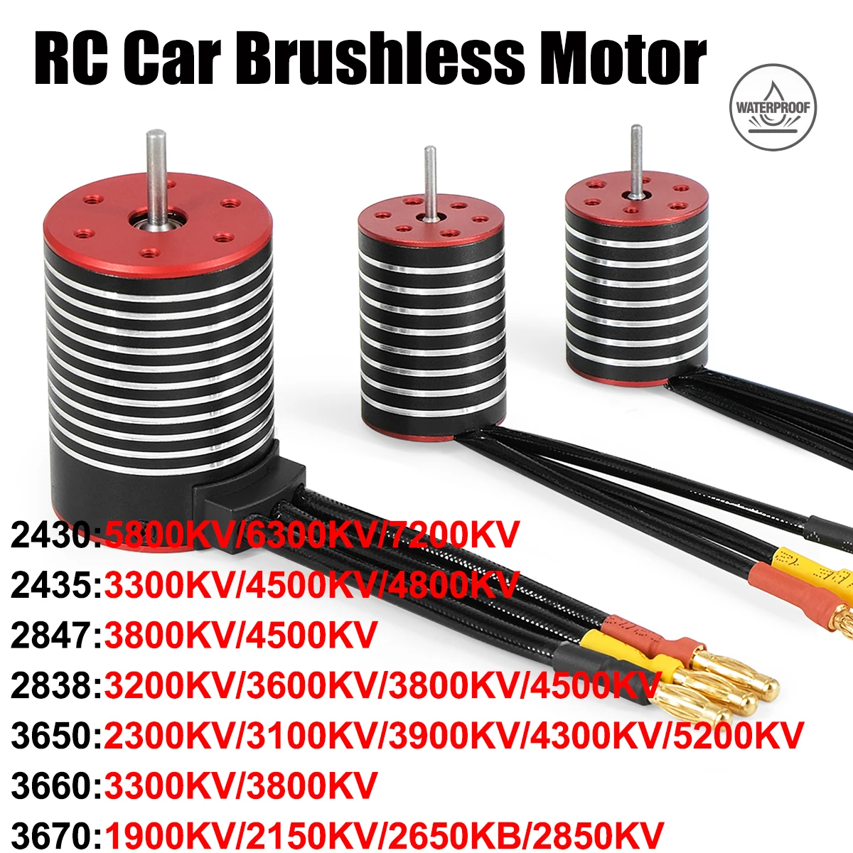 

RC Car Waterproof Brushless Motor 3650 3660 3670 for 1/10 1/8 1/12 1/14 1/16 Racing Crawler Boat Wltoys 144001 Axail WPL Toys