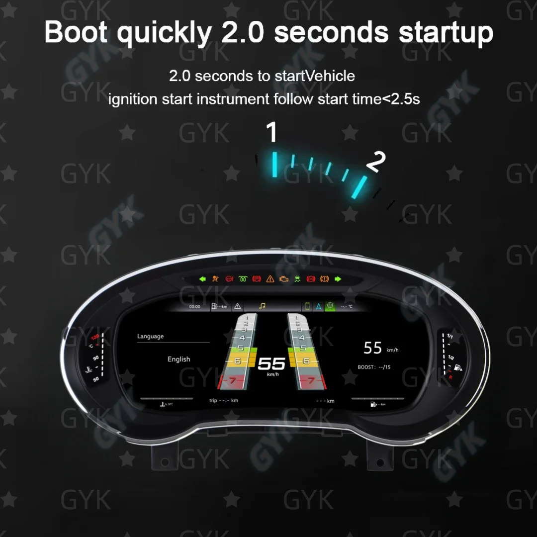 12.3'' Linux Car Virtual For Audi A3 2014-2020 Digital Instrument CockPit LCD Speedometer Dashboard Player Odometer Gauge view 6