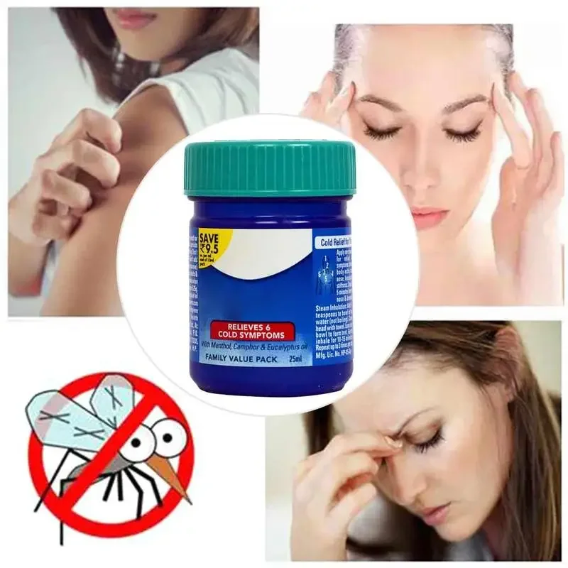 Blue Cold Headache Relief Ointment Cool Mint Cream Itching Nasal Congestion Anti-heatstroke Anti-mosquito Menthol Essential Balm