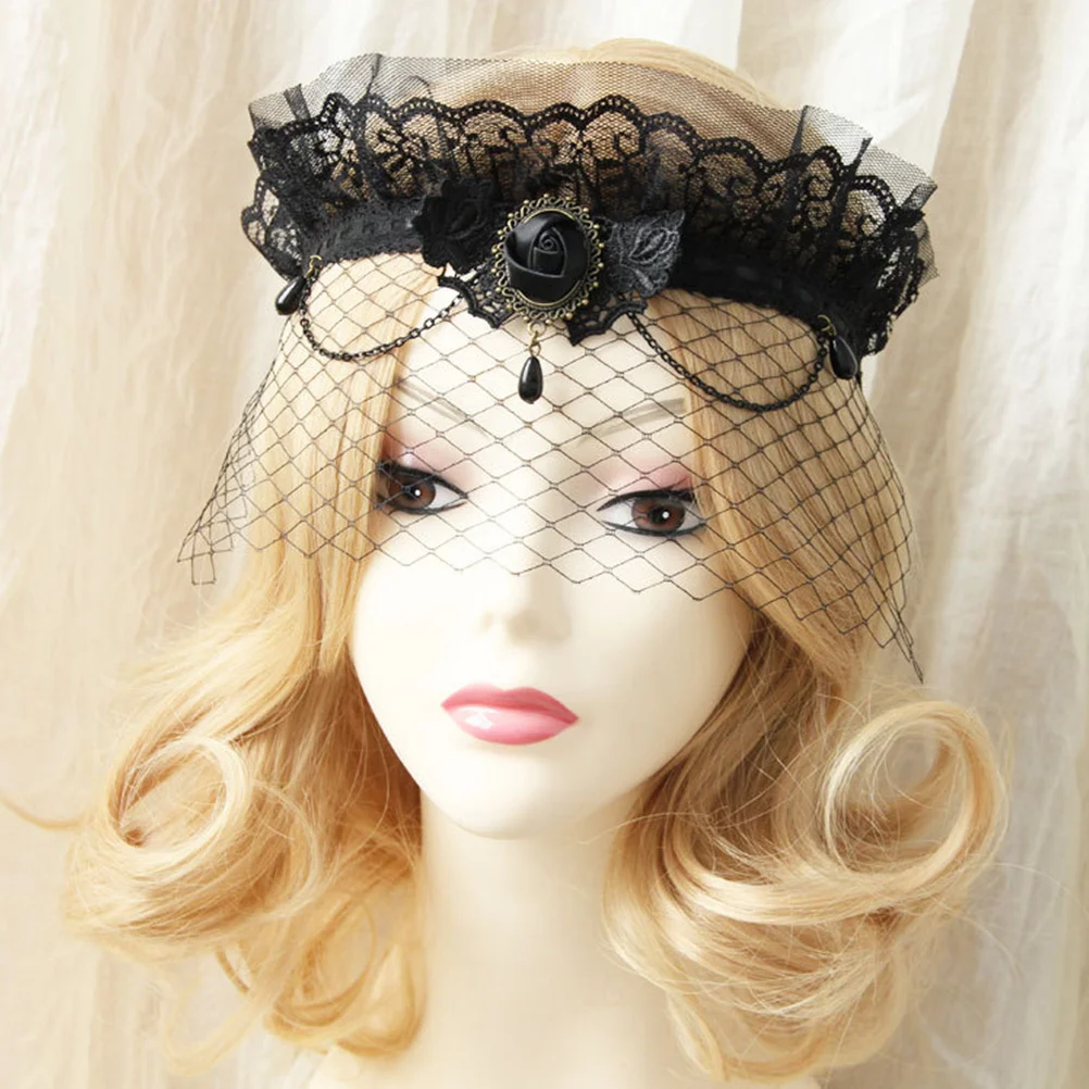 

Retro Lace Veil Headband Crown Design Exquisite Bridal Accessory for Women Parties and Events Vintage Veil Lace Headwear
