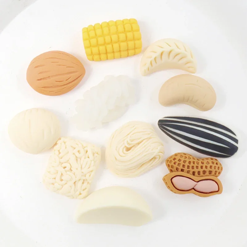 10/100pcs Nuts Melon Seeds DIY Resin Accessories Miniature Toy Hair Rope Hairpin Refrigerator Magnets Handmade Home Decor