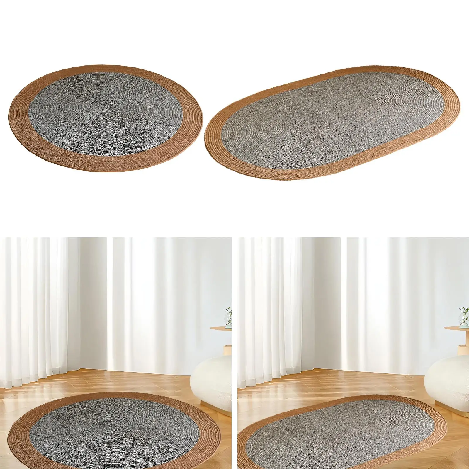 Handwoven Area Rug Decoration Bohemian Farmhouse Gift Braided Carpet Floor Mat for under Table High Traffic Areas Bedroom