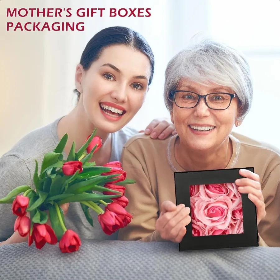 Scatole regalo quadrate con coperchi per regali Piccola confezione regalo nera con finestra trasparente Scatole per nidificazione Set di 4 fioriera per organizzare