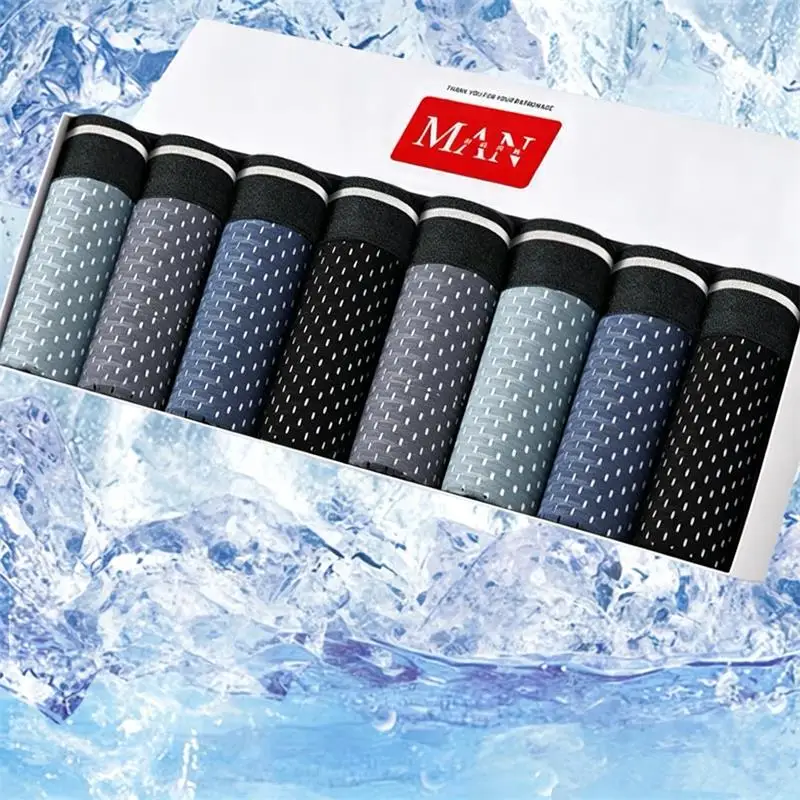 8Pcs/Boxers Man Summer Thin Ice Silk Breathable Men Underpan