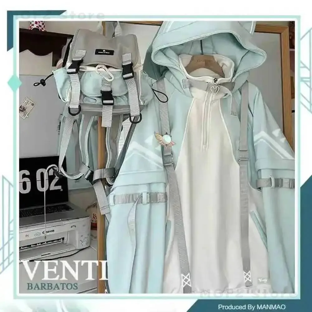 

Winter Autumn Hooded Swatshirt Cosplay Costume Anime Genshin Impact Venti Japanese Harajuku Casual Cat Ear Hoodies Tops Student