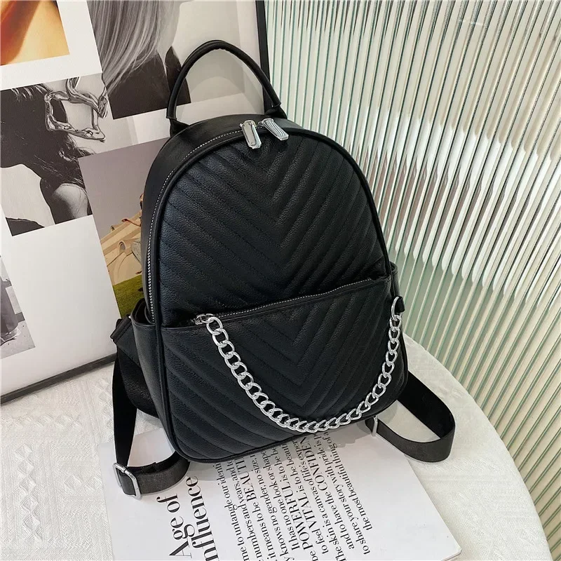 New EuropeAn-American Style Korean Version of Women\'s Fashion All Match Ling Lattice Embroidery Line Travel Bag Women Backpack