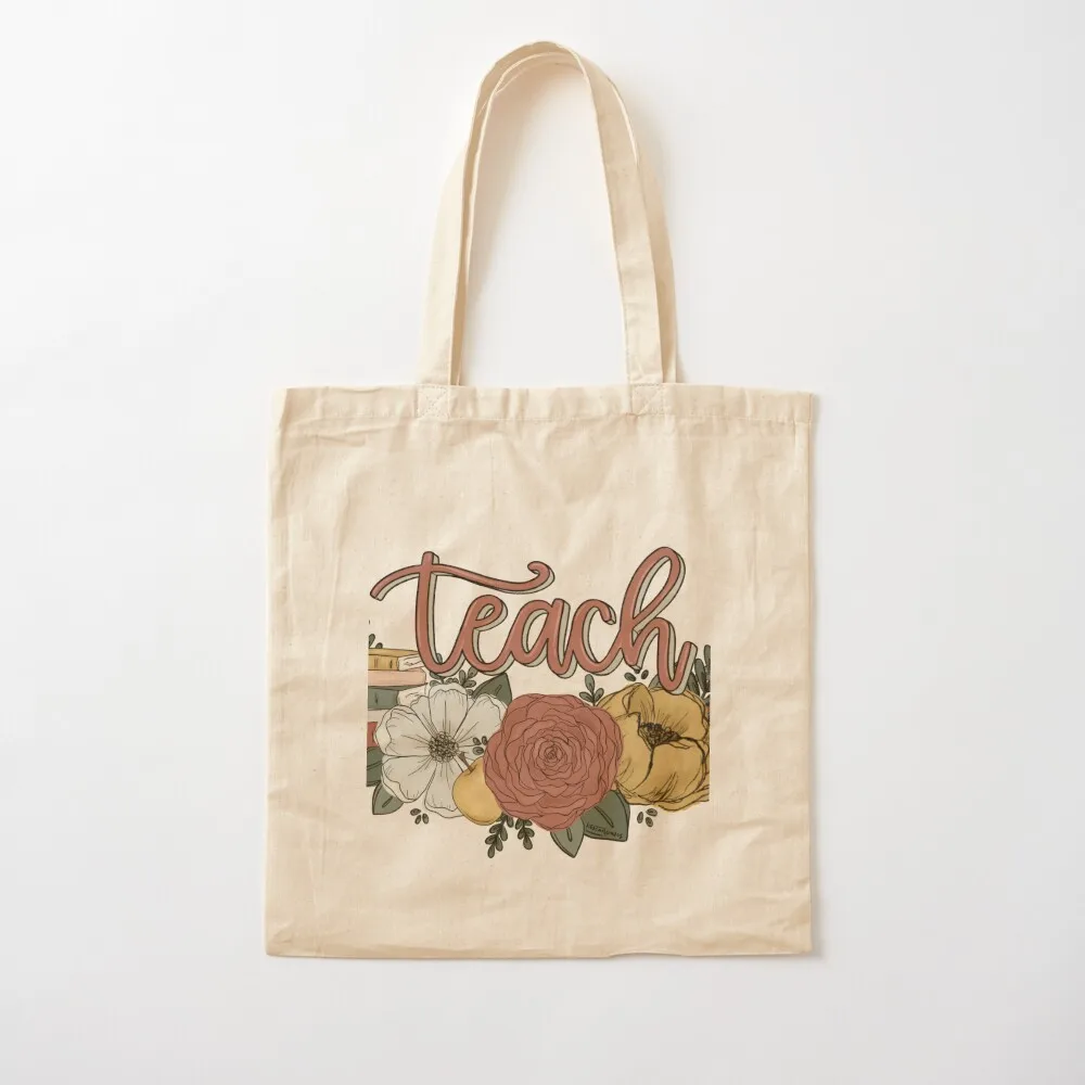 

Teach Florals Tote Bag reusable shopping bag tote bags aesthetic shopping bag custom fabric