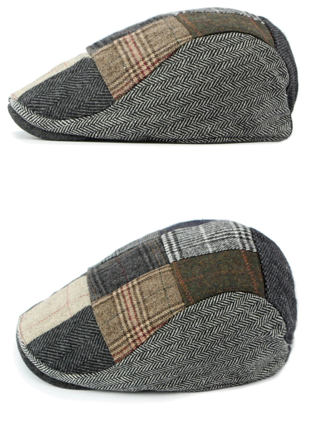 HT4295 Baskenmützen Frühling Herbst Winter Woll-Baskenmütze Patchwork Kariert Künstler-Malermütze Herren Damen Ivy Flachmützen Unisex Baskenmütze – Detail 6