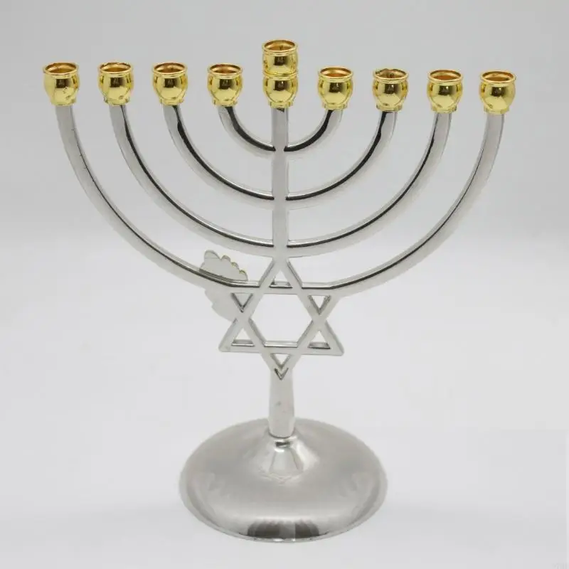 97QD Hanukkah Stand Festive Celebration Holder 9 Branch Satnd