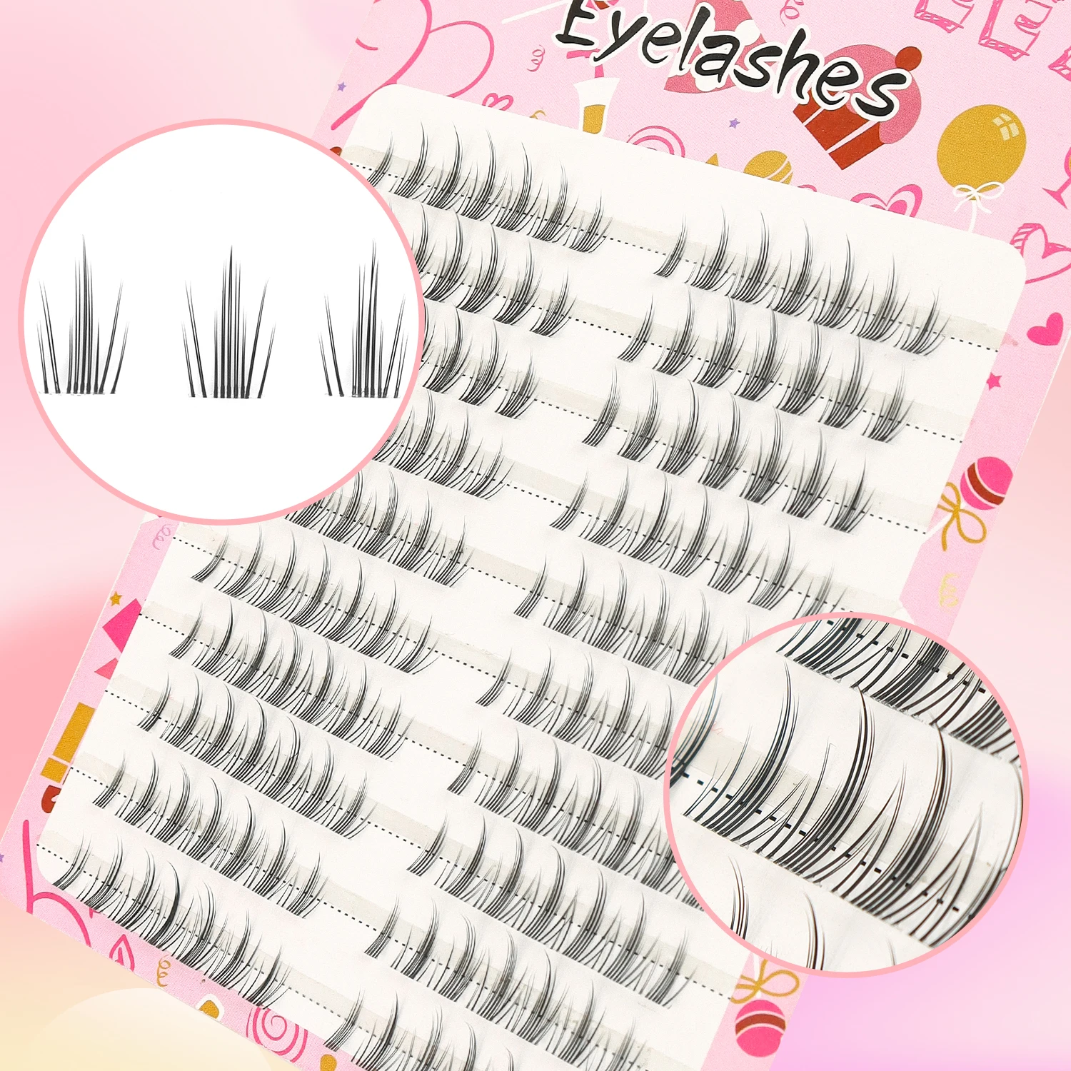 천연 속눈썹 세그먼트 게으른 남자 삼부작 요정 가짜 속눈썹 DIY 단일 클러스터 속눈썹