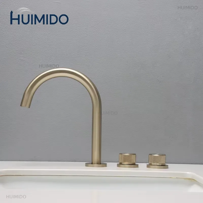 Basin Mixer Hot and Cold Black Bathroom Faucet Brass 8 inch Basin  3 Hole Sink faucet Lavotory Tap