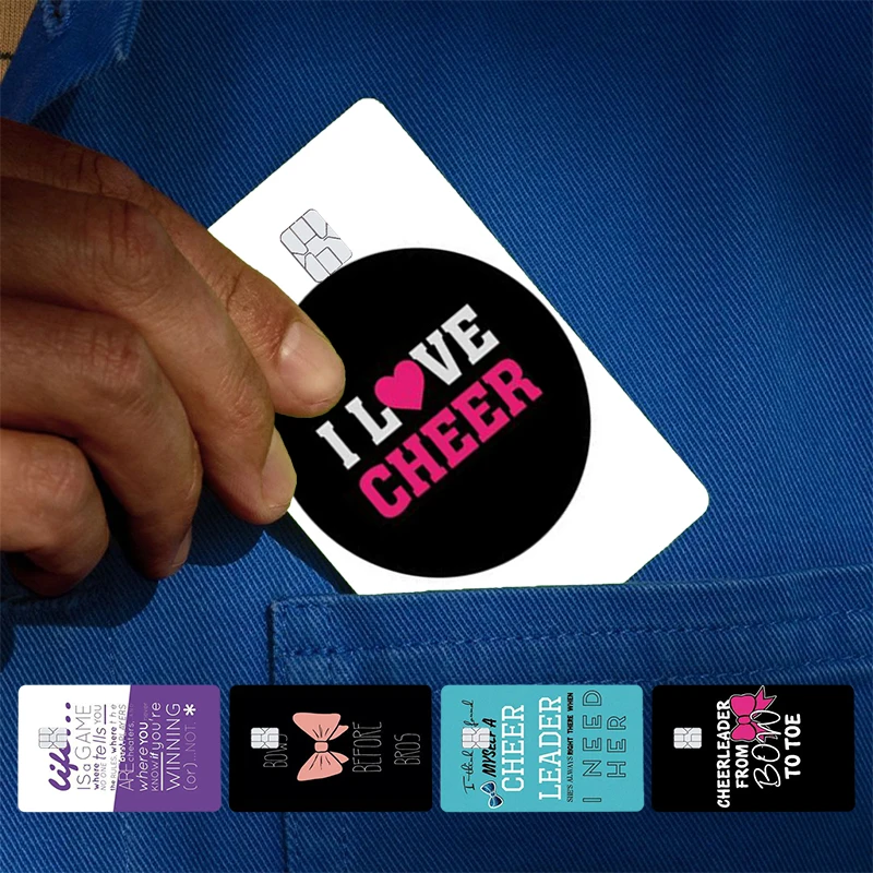 Cheerleader Cheer Bow Quote Cover Skin Sticker For Credit Card Bank Debit Bus Card Front Side