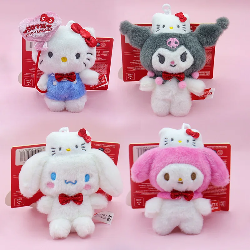 

Sanrio Hello Kitty Kuromi Plush Toys Keychain Cartoon My Melody Cinnamoroll Action Figures Stuffed Doll Cute Pendants Toys Gift