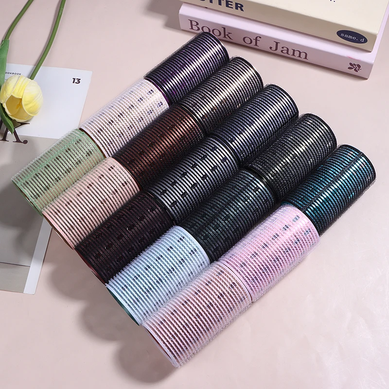 Color Aluminum Core Self-Adhesive Hair Roll 5x9cm Pure Nylon Hook Loop Roller Self-Grip Styling Hot Thermal Volume Curler