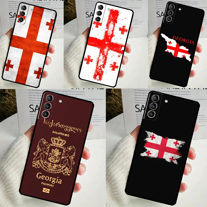 Georgia Grunge Flag Case For Samsung Galaxy S24 Ultra S22 Plus S20 S21 FE S8 S9 S10 Note 10 20 S23 Ultra Cover