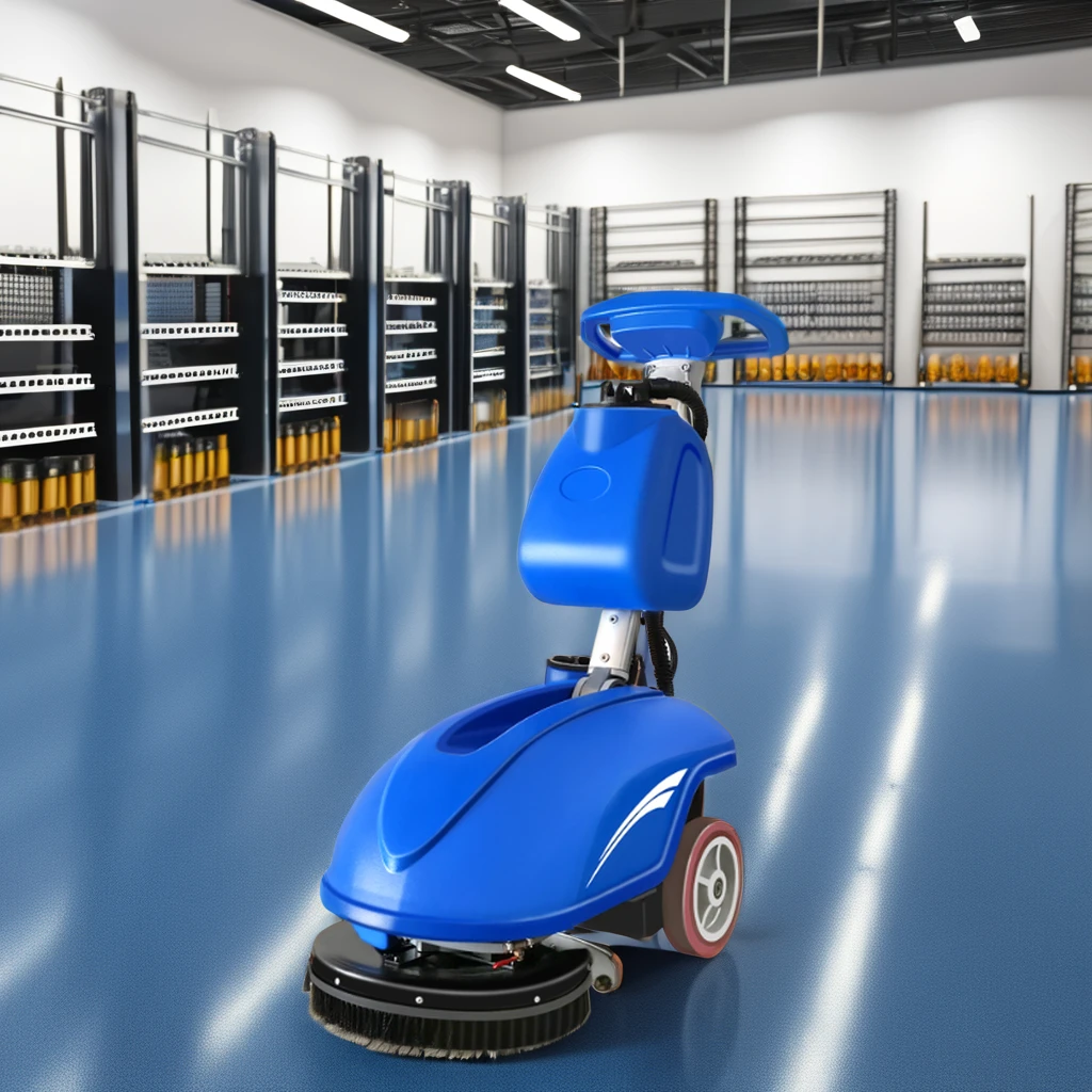 Hot Sell Small Walk Behind Battery Tile Cleaning Machine Compact Floor Scrubber Cordless Handy Auto Floor Scrubber