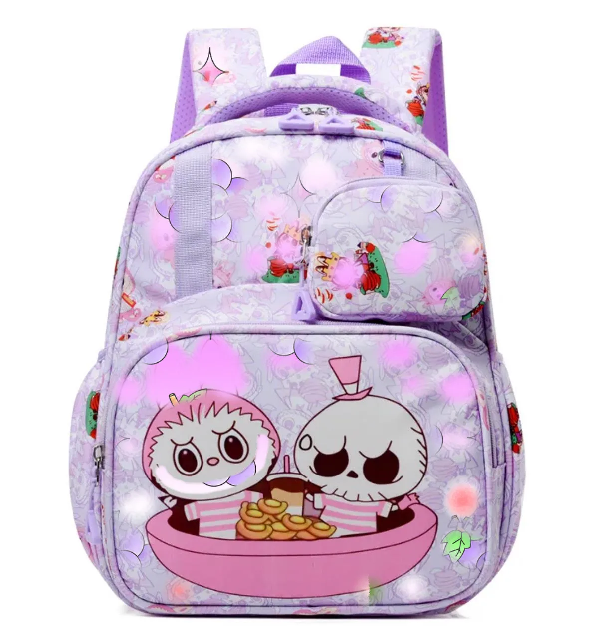 حقيبة ظهر كاجوال للاستخدام الخارجي Miniso كارتونية للأطفال حقيبة مدرسية لرياض الأطفال أزياء لطيفة للأولاد والبنات لـ 12 لابو مع محفظة للعملات المعدنية