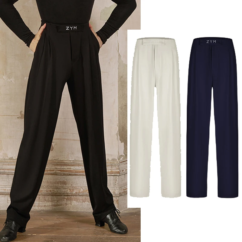 

2025 Men Latin Dance Trousers Adult Male Cha Cha Rumba Ballrom Dance Clothes Competition Clothing Loose Practice Pants