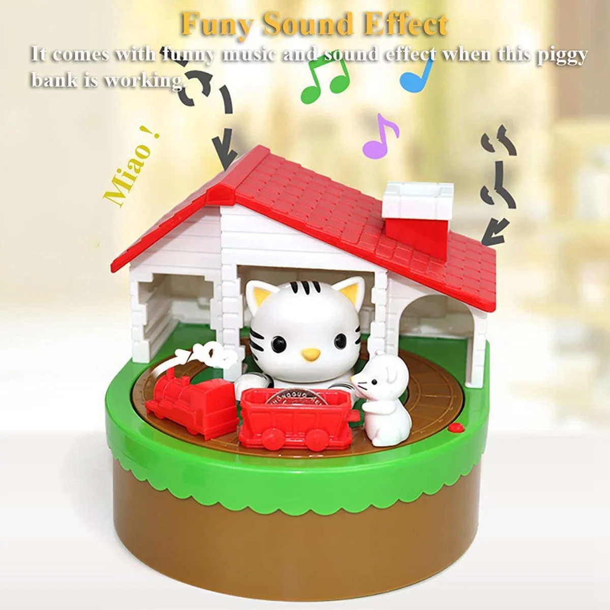 Piggy Bank for Kids, Electronic Cat House Coin Bank Cat & Mouse Money Bank Automatically Stealing Money Box Saving Box