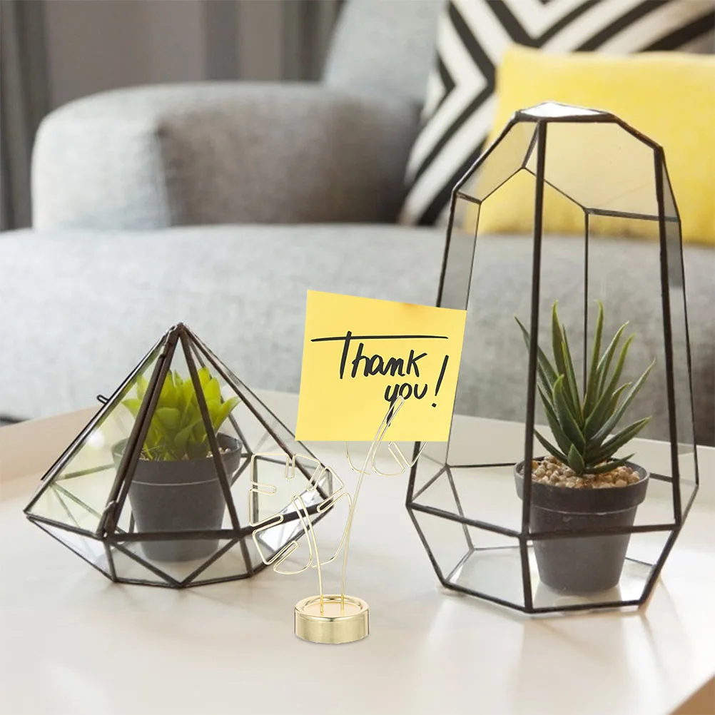 

2 Pcs Metal Turtle Back Leaf Notes Clip Photo Stand Game Card Holder Desk Picture Golden Holders