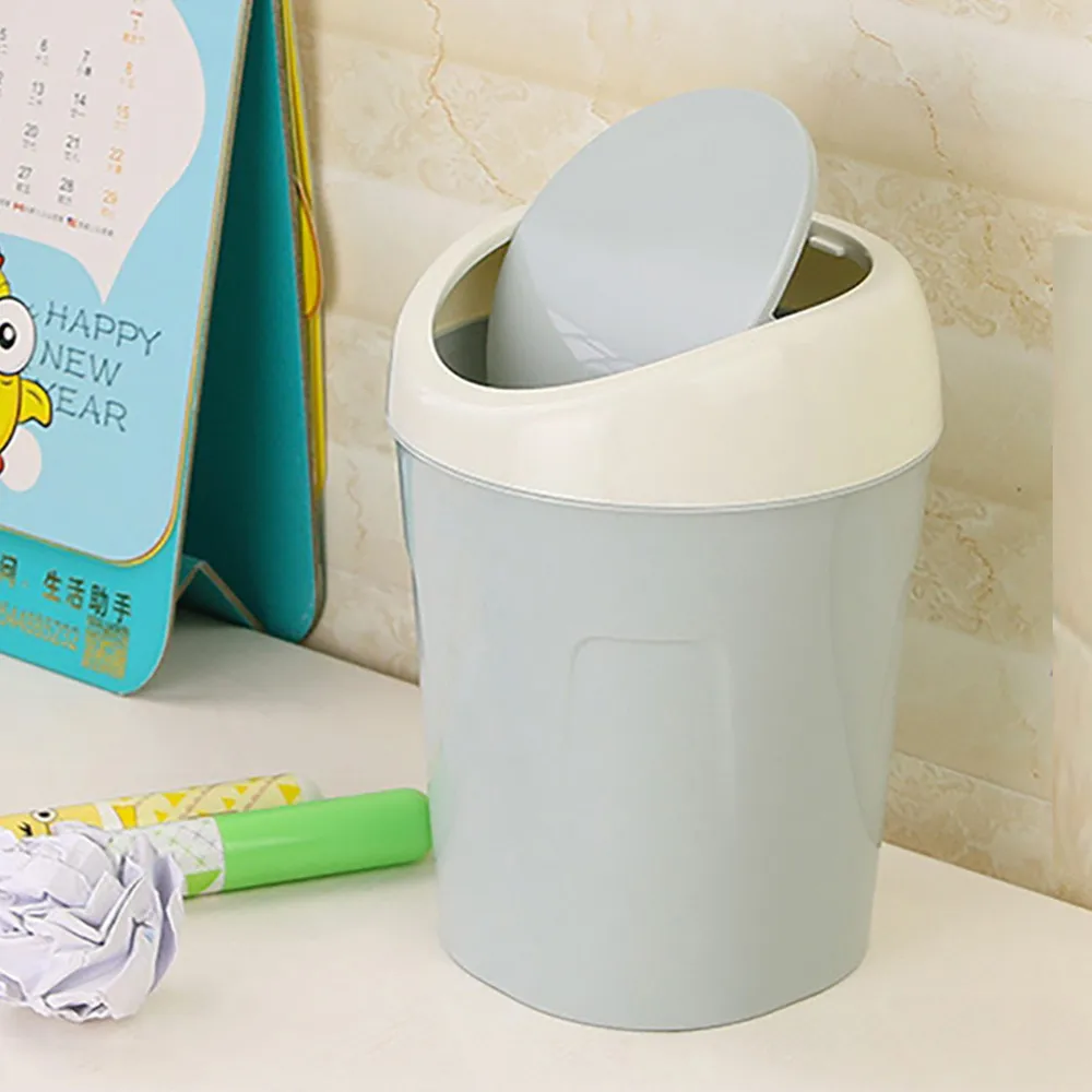 Garbage Storage Practical Green Small Desktop Mini Creative Can New  Covered Kitchen Living Room Trash   Bin