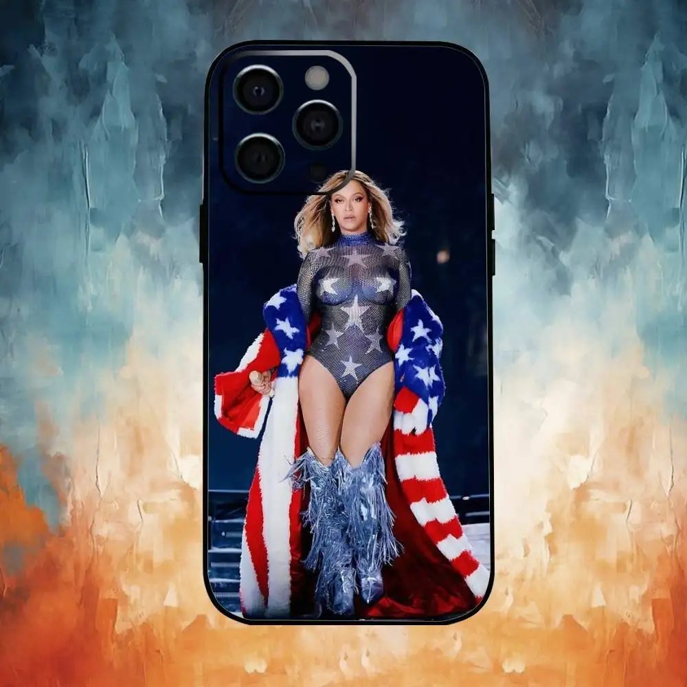 Funda de teléfono cantante Beyonce para iPhone17,16,15,14,13,12,11 Plus,Pro Max, funda negra suave