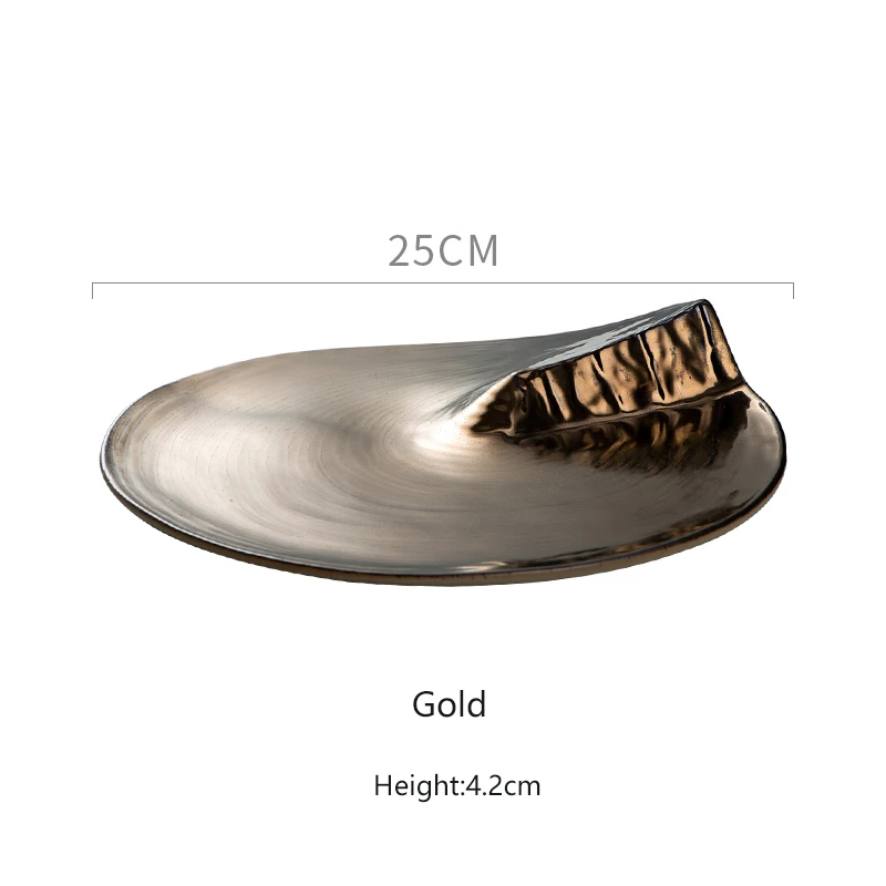 Cerative Resturant Steak Plate Solid Durable Round Alien Snack Dishes Ceramic Sushi Dessrt Golden Plates Fashion Porcelain Plate