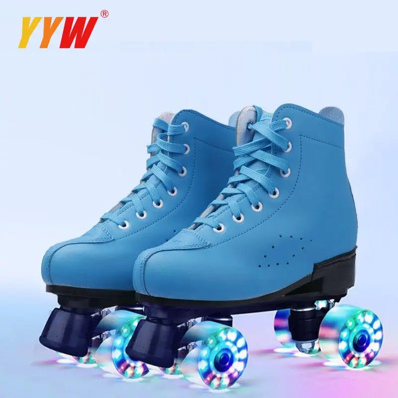 Roller Skate Shoes 4 Wheels Flash Skates Rink Adult Kid Double Row Roller Shoes Professional Skating Sliding Sneakers Rollers