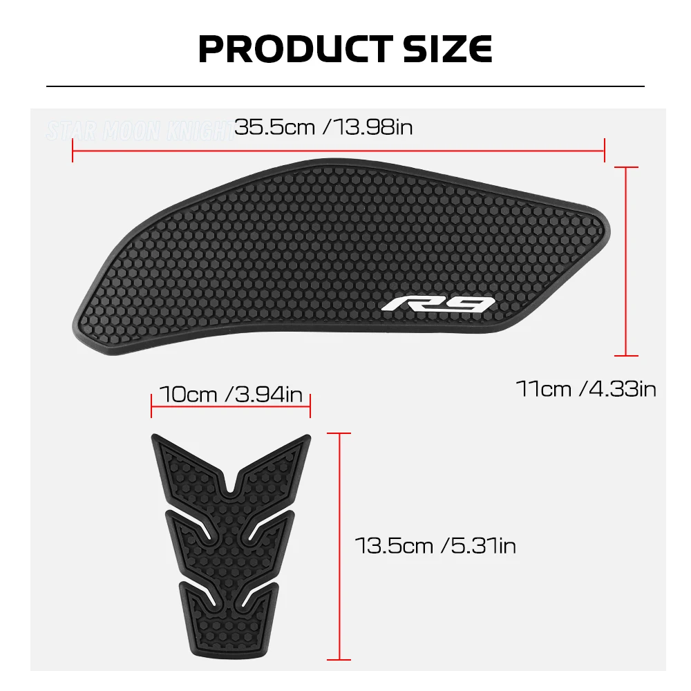 لياماها خزان الوسادة خزان الوقود ملصقات YZF-R9 YZF R9 2025 + دراجة نارية عدم الانزلاق الجانب خزان الوقود وسادة مقاومة للماء