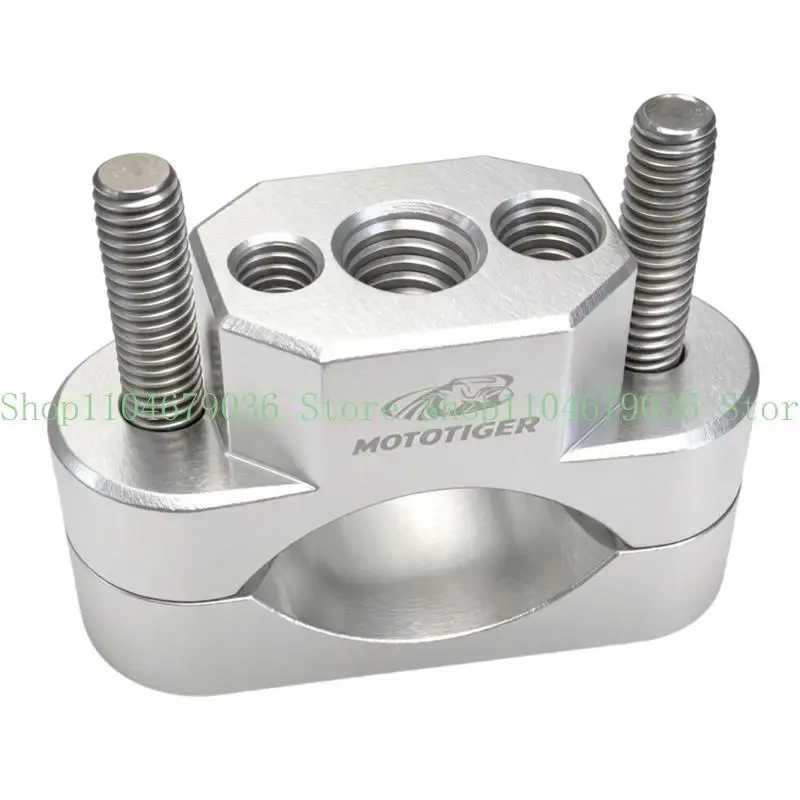 652F Clamp-Style Motorcycle Mirror Extension Bracket, Aluminum Mount with Threaded Points for Mirror-Area Accessory Placement