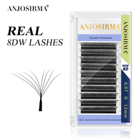 ANJOSIRMA False Eyelash Extension, Premade Volume Fan, W Shape Bundle Lashes, Natural, Soft, 8D W