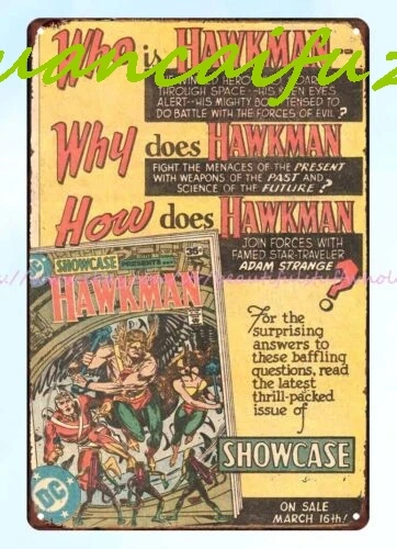 SJKY 1978 Hawkman comic book ad metal tin sign discount plaques wall