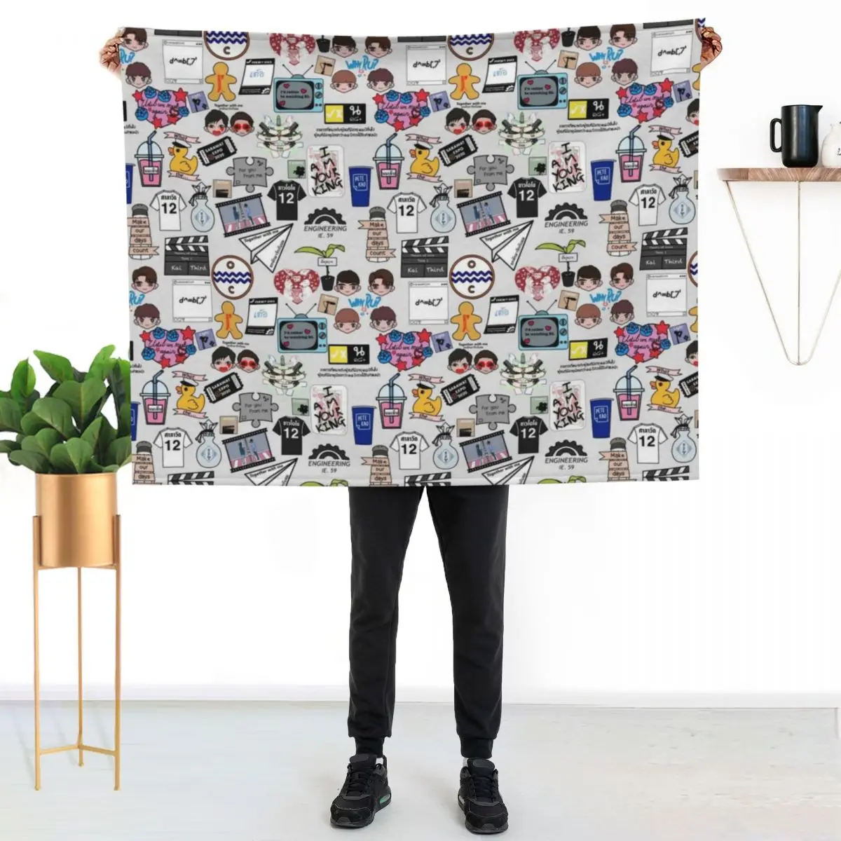 

BL All-Over-Print Throw Blanket Breathable Lightweight Blanket for Adults Kids