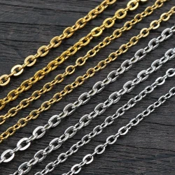 5 Meters/Lot Never Fade Stainless Steel Squash Cross Necklace Chains For DIY Jewelry Findings Making Materials Handmade Supplies