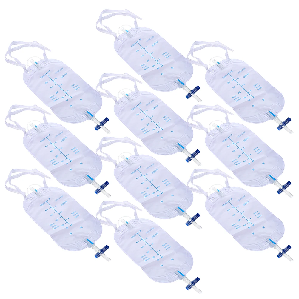 

10pcs Urine Storage Bag 500ml Male Incontinence Leg Type Thickened PVC Anti Leakage Design Elastic Tensile Strength Urinary Bag
