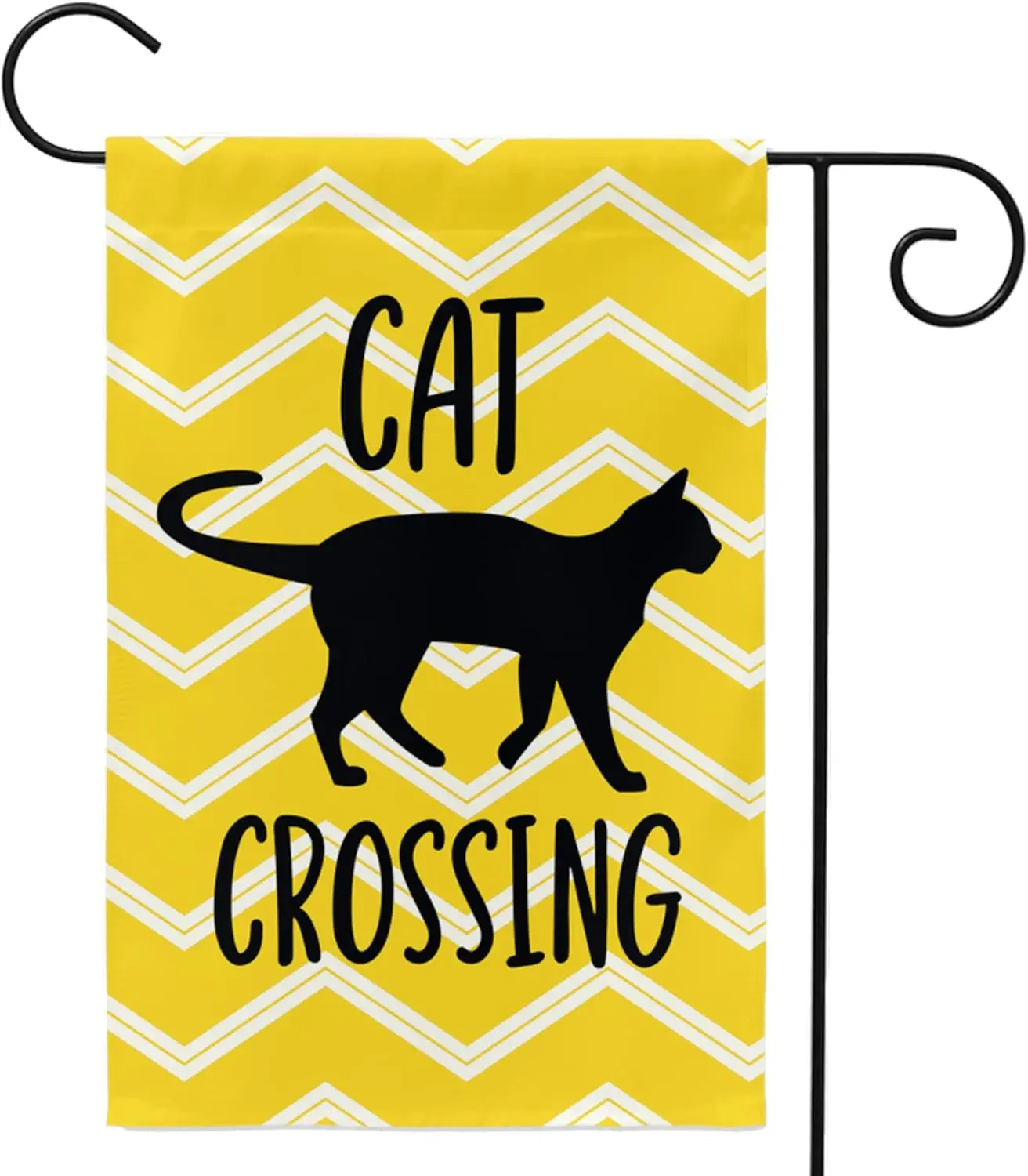 Cat Crossing Garden Flag - Outdoor Cat Yard Sign, 12x18 [Flag Only] (Double Sided Print) EEJ zzo