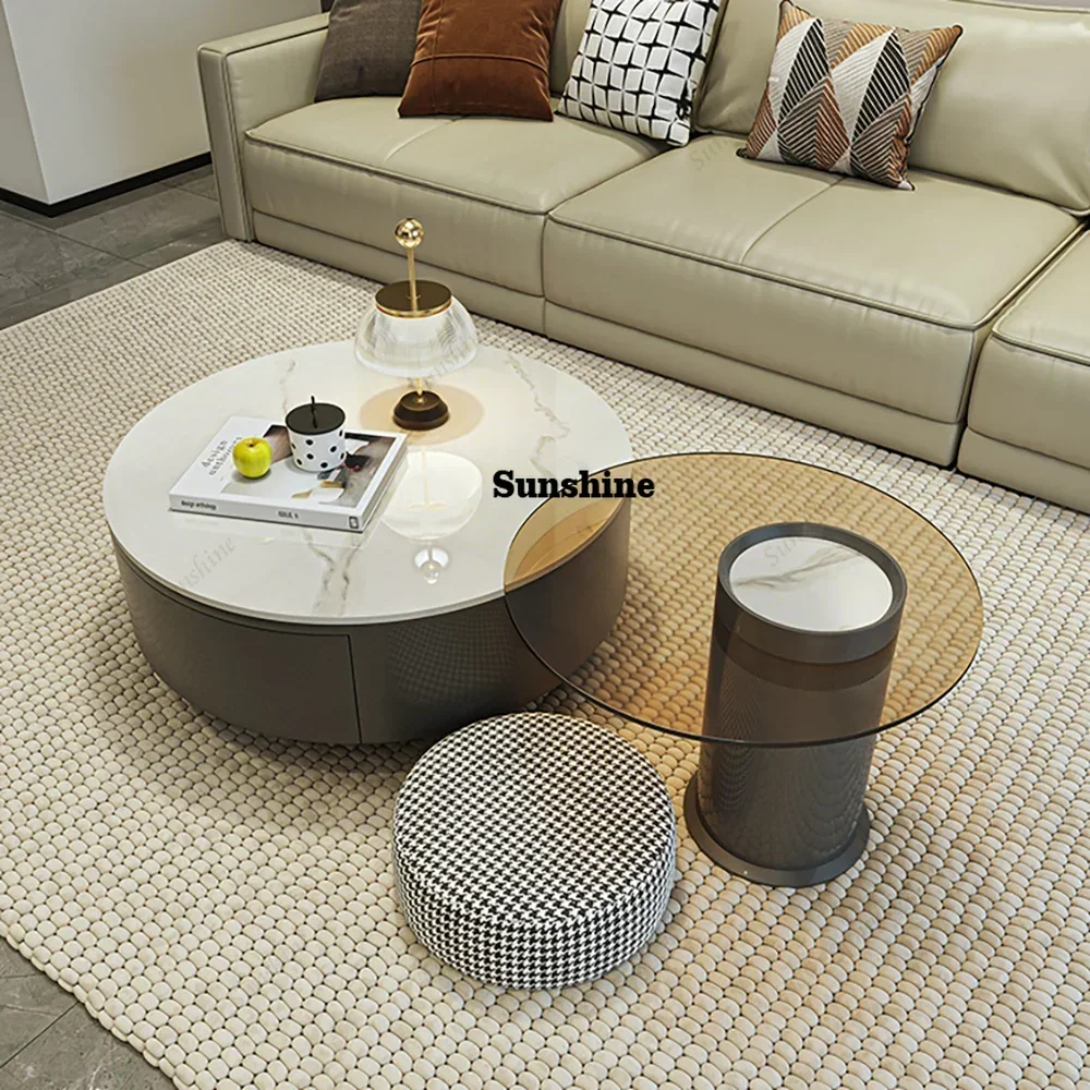 

TDNordic Luxury Coffee Table Decoration Living Room Aesthetic Round Coffee Tables Minimalist Cute Mesa De Centro Home Furniture