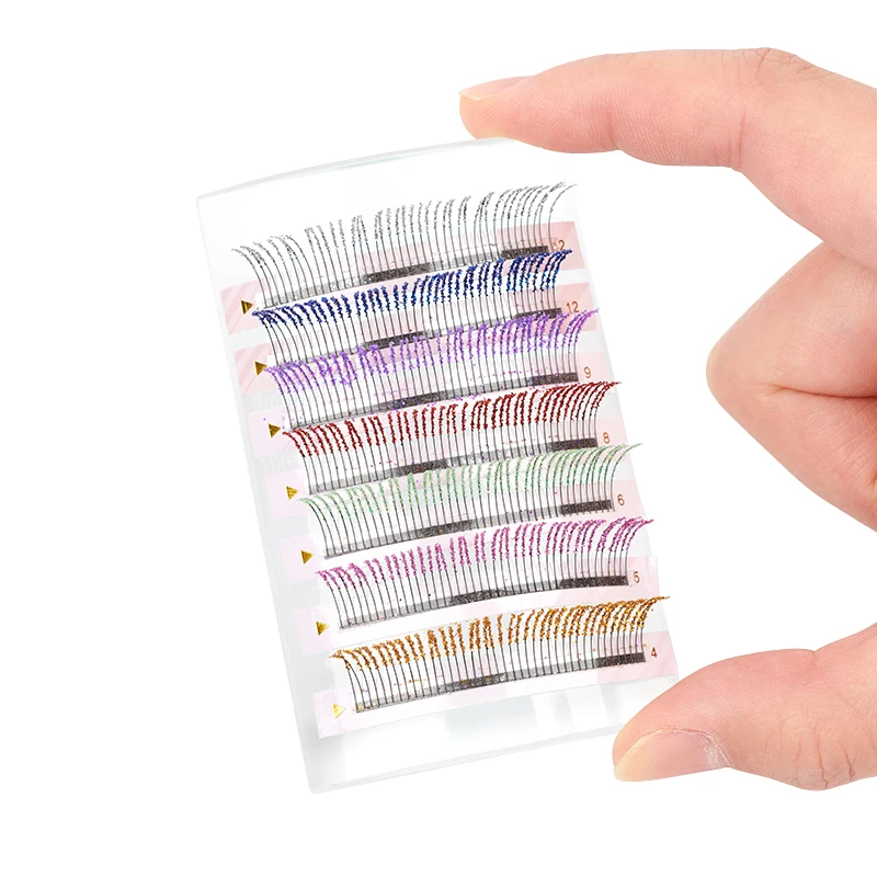 ARISON Mix Color Fashion Glitter Lashes with Diamond Shimmery Individual Eyelashes Extension Shining Festival Colourful Eyelash